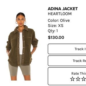 Heartloom fleece shirt jacket olive green XS (Revolve)